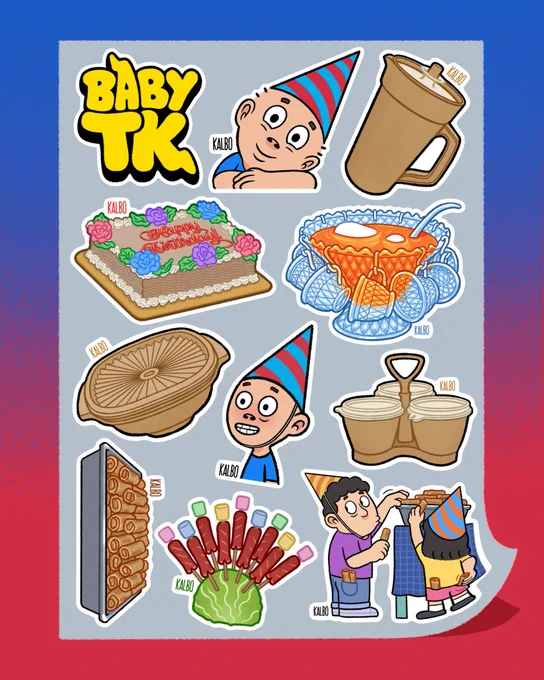 p a r t y b o i 🥳 sticker sheet for @ManilaBookFair (if aabot🤞🏼) 