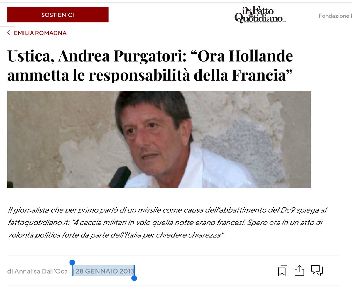 Moonlightshad1's tweet photo. Andrea Purgatori parlò del missile francese già nel 2013.
Solo chi non ha seguito la vicenda di #Ustica dall’inizio e le inchieste di Andrea può parlare delle “grandi rivelazioni” di #Amato.
#2settembre https://t.co/GVniJUaV5K