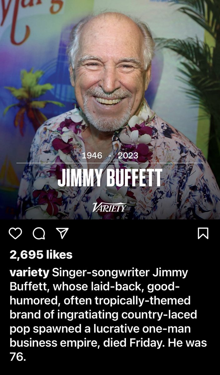 He passed away peacefully Friday night "surrounded by his family, friends, music and dogs,”
#jimmybuffett