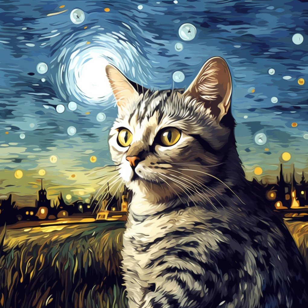 fuji08bun's tweet photo. 実家の猫ちゃんを絵画風にしました🐈

数年前に亡くなっちゃった猫ちゃん。
当時はショックで大分落ち込んでいたみたい。
プレゼントしたら、喜んで壁紙にしてくれてました😊🍀

Midjourneyで
画像URLと呪文に(ゴッホ風)と打ち込むといい感じに出来るよ🖼 #midjourneyart https://t.co/DlHE25u8M4