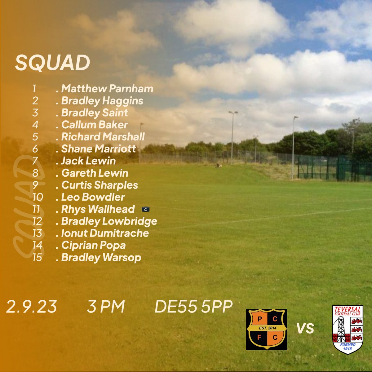Pilsley FC (@pilsleyfc) on Twitter photo Match day!
Today's squad to host
<a href="/TevieFCReserves/">Teversal FC Reserves</a>
🍊🍊
<a href="/CentralMidsAll/">⚽️ Central Midlands Alliance ⚽️</a> Match day!
Today's squad to host
<a href="/TevieFCReserves/">Teversal FC Reserves</a>
🍊🍊
<a href="/CentralMidsAll/">⚽️ Central Midlands Alliance ⚽️</a>