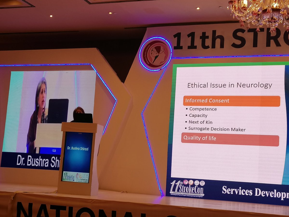 Dr Bushra Shirazi taking about #EthicalIssues in acute #strokecare
@cbec_siut
#ClinicalEthics
#PracticalEthics during #11thStrokeCon by #PakistanStrokeSociety