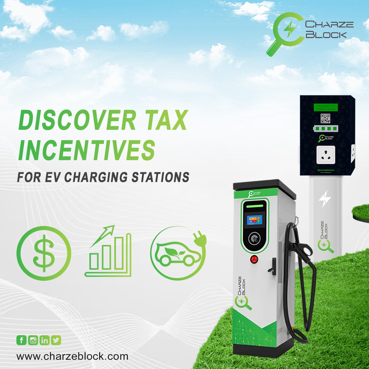 CharzeBlock's tweet photo. "Unleash Tax Benefits with EV Charging Stations! 💰
 Did you know? Installing charging stations can lead to significant tax savings.''
 Learn how Charzeblock can help you charge up while reducing your tax bill! 🔌
#TaxSavings #EVCharging #PowerYourLife 
https://t.co/c5AAZvVKQc https://t.co/Ngkr7QpJc2