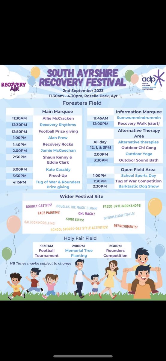 Looking forward to heading out to meet some friends and colleagues to support this wonderful event today. Let’s kick off #RecoveryMonth with some fun in the #Ayrshiresun ☀️