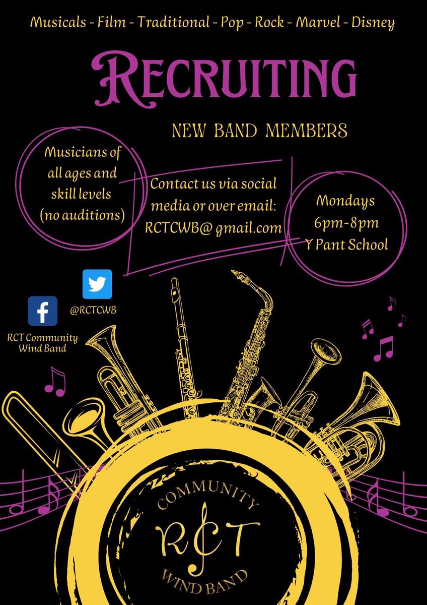 We are recruiting! 🎶 See attached poster for all information 🎺🎷🥁