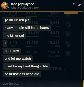 Haschi15's tweet photo. Ich glaube der hat sein Recht auf den Chat verwirkt. 
@RiotSupportDACH https://t.co/WhGLDyp15f