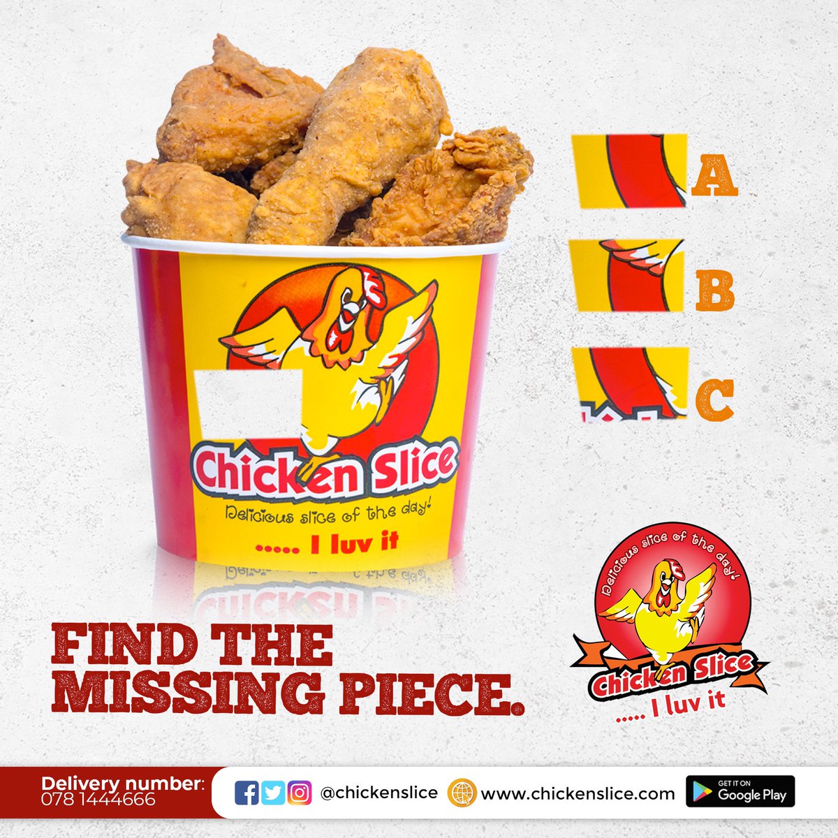 Hey hey hey fam! It’s giveaway time. Tell us the missing piece and stand a chance to win a meal voucher.
#iluvit #delicioussliceoftheday