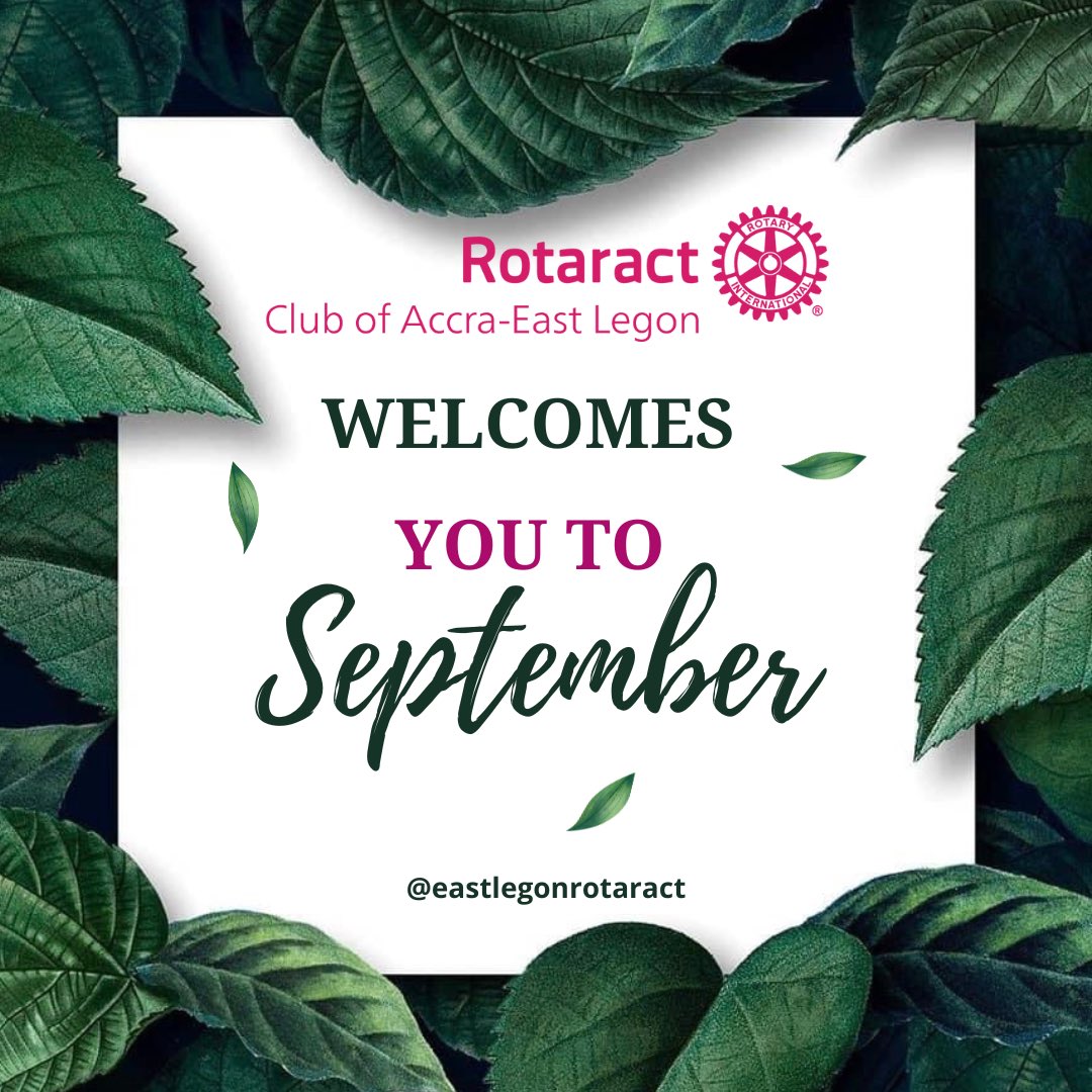 ROCAEL_23's tweet photo. The Rotaract Club of Accra East Legon welcomes you to the month of September! 🥳

Let’s have a spectacular September by joining us to Create Hope in the World! 

#rotaract #rocael https://t.co/mEpszR60Ej
