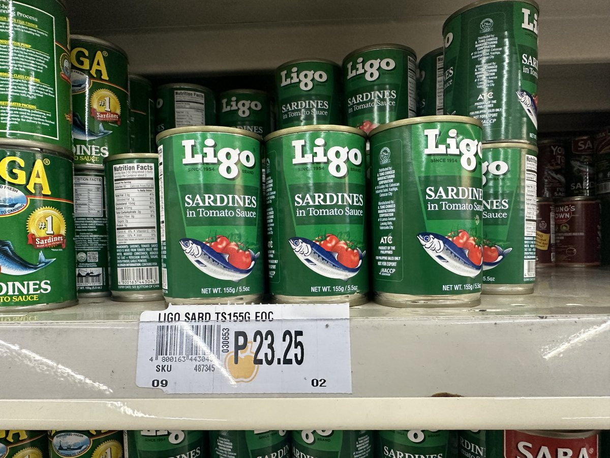 13thFool's tweet photo. Not rub it in, pero P23 na ang sardinas ngayon?!? 😲 https://t.co/X3EtamB9Xg