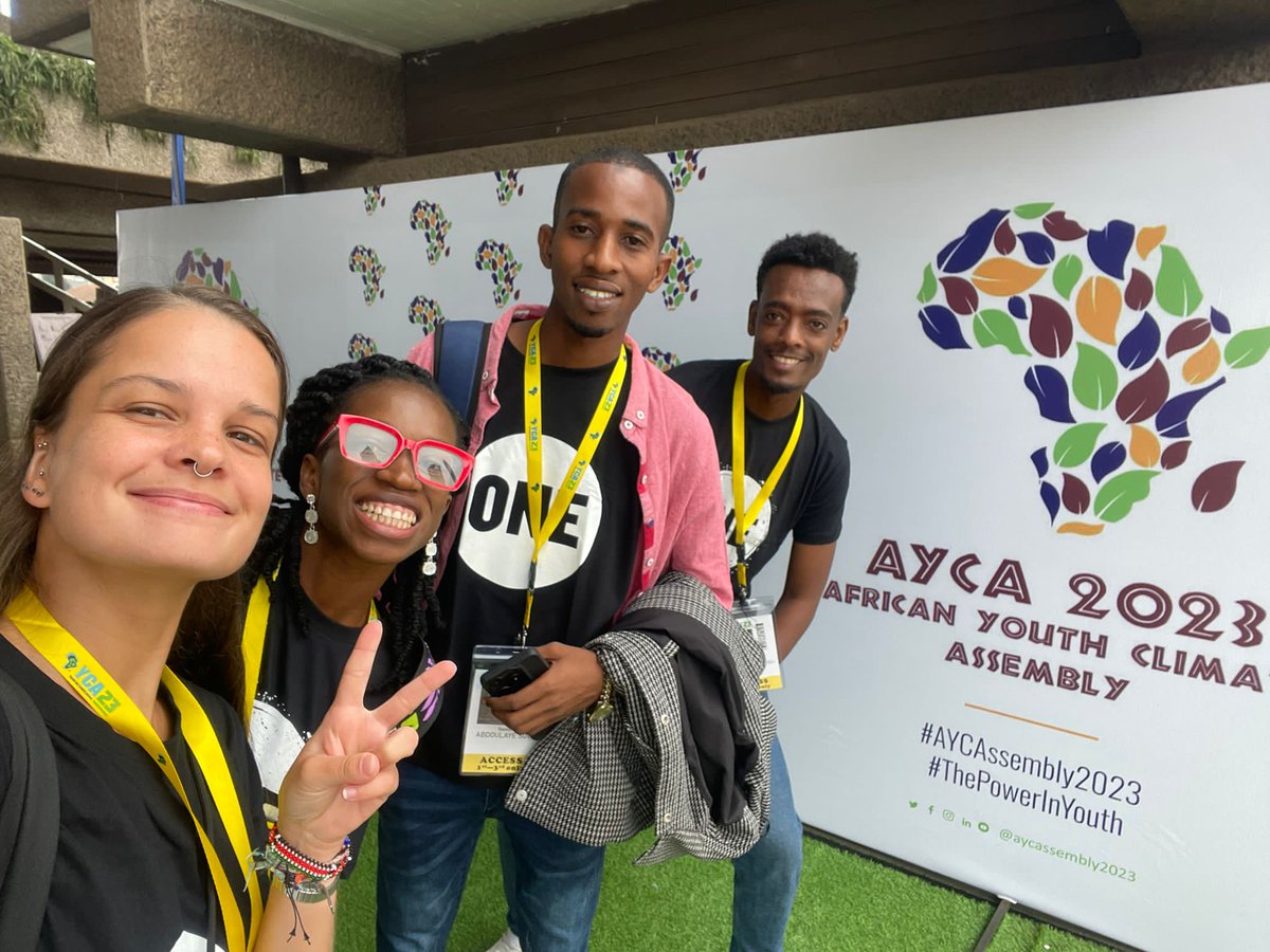 Selfie time with @ONEChampions  representing @ONEinAfrica at the @AYCAssembly2023 
@steph_ulivieri  from Italy 
@Abdoulayemaosow from Sengal and @BisratFikadu from Ethiopia and ofcourse myself from Nigeria 
#africaclimatesummit #ACS23 #PoweredByAfrica