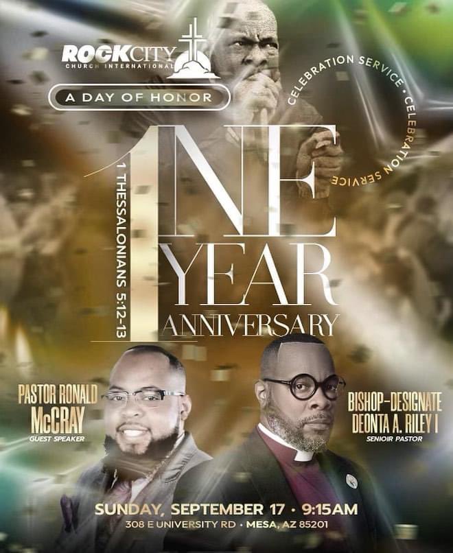 PastorRonaldRay's tweet photo. I’m super excited to be with my big brother as we celebrate 1 Year Anniversary of Pastoral Leader of Rock City Church International. We are in great anticipation of what the Lord shall do for us!
📍 308 East University Road
Mesa, Arizona 85201
#PRMM #SpeakLord https://t.co/65SifJhyGd