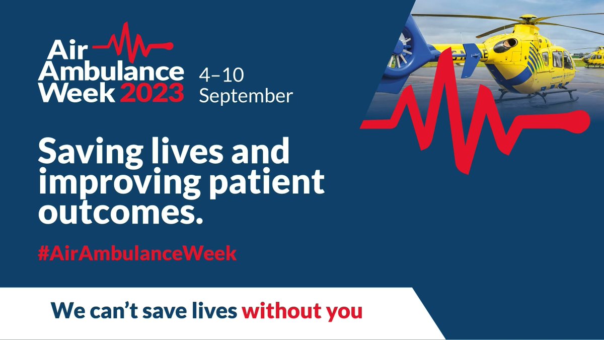 It's #airambulanceweek next week! 🚁 

Keep an eye on our social channels to find out how you can get involved in helping to raise awareness &amp; funds for the lifesaving work of air ambulance charities.

To find out more visit: 👉 buff.ly/3QP1rlS

#AAW2023 #AirAmbulanceWeek