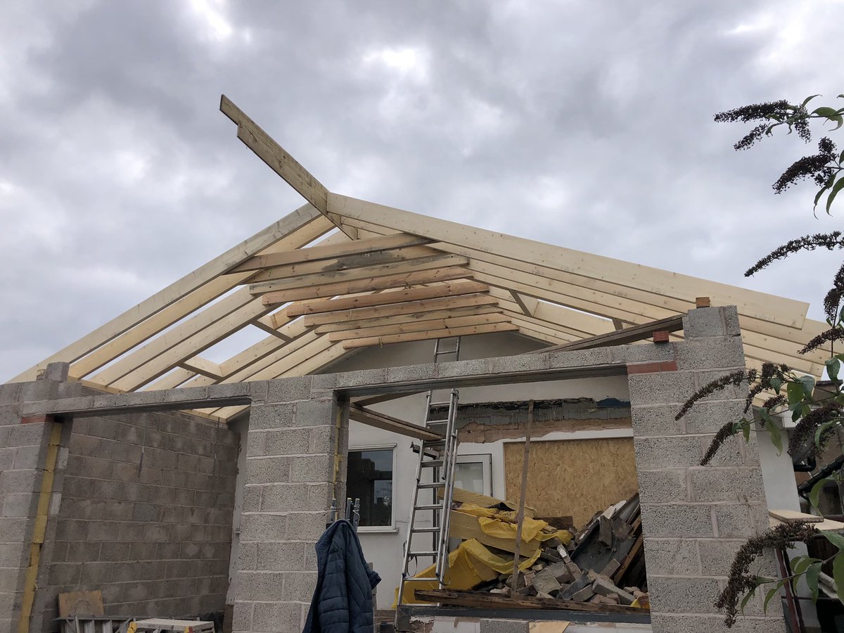 CountyCon's tweet photo. Been a hard couple of weeks but extension built and roofed https://t.co/zR8K60BikA