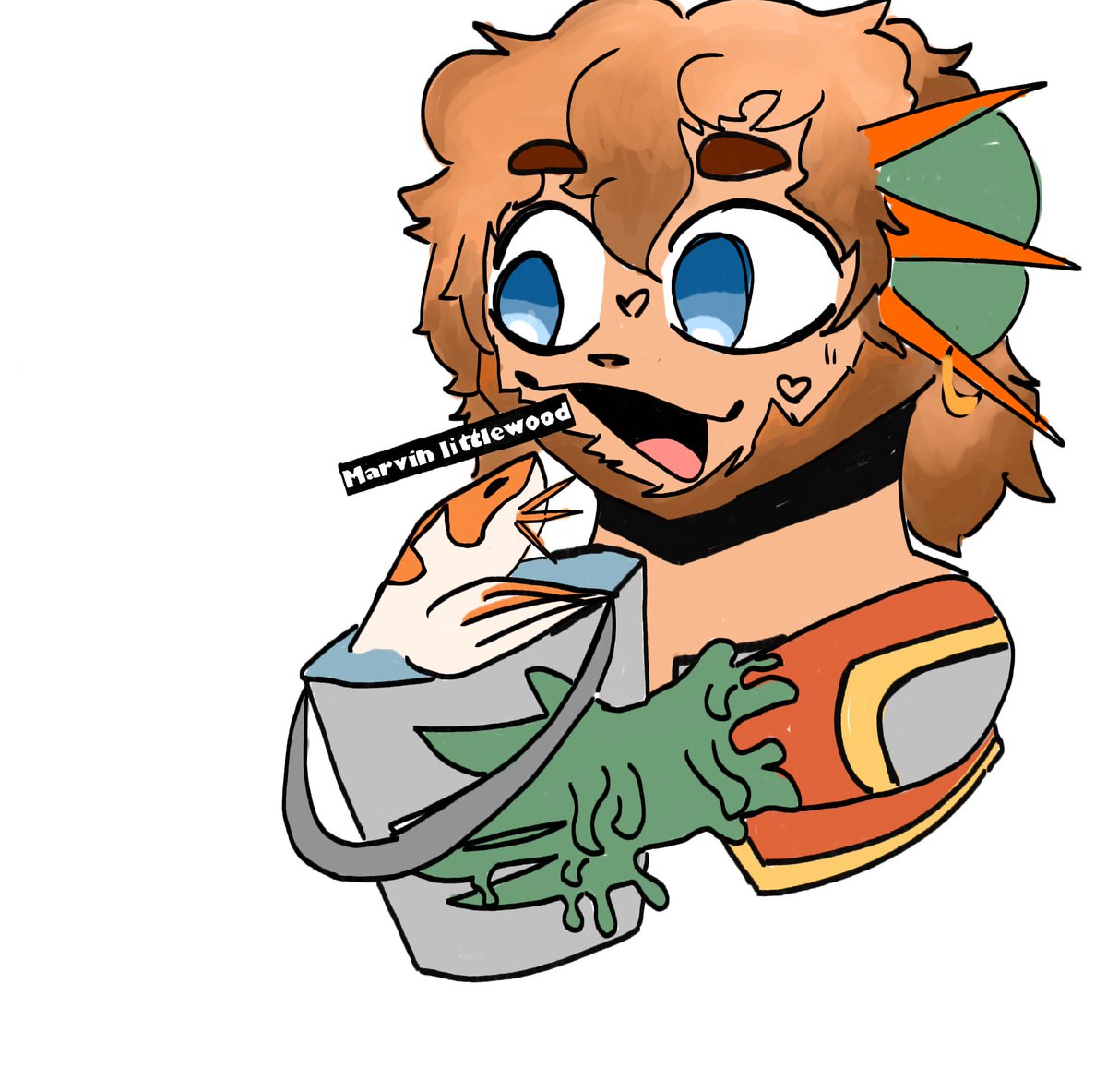 R3n_d0g's tweet photo. Dolphin man if he had a pet koi fish (named Marvin littlewood) :3

#newlifesmp #newlife #mythicalsausagefanart https://t.co/V5jRAztKtp