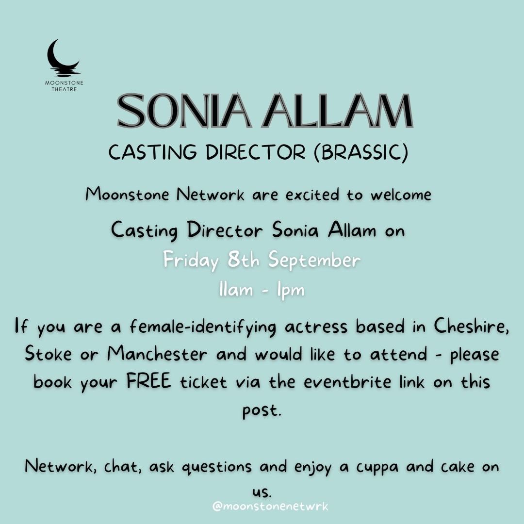 🚨Just a few tickets left🚨

Actresses - are you based in Cheshire, Stoke or Manchester?

Join us to network, chat &amp; meet casting director Sonia Allam 🤩⬇️

📍 Holmes Chapel, Cheshire
📅 Friday 8th September
⏰ 11AM - 1PM
🎟️🔗 eventbrite.co.uk/e/707675124347…

Best part? It’s free. 💃