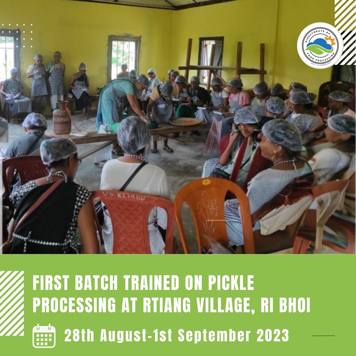 DofpMeghalaya's tweet photo. Successful completion of the training on pickle processing for the 1st batch at Rtiang Village, Ri Bhoi. The trainees were taught not just the process of making pickles but also packaging, labelling, bookkeeping, and marketing.
#pickleprocessing
#trainees
#trainers
#dofpmeghalaya https://t.co/SRRKXRAnc4