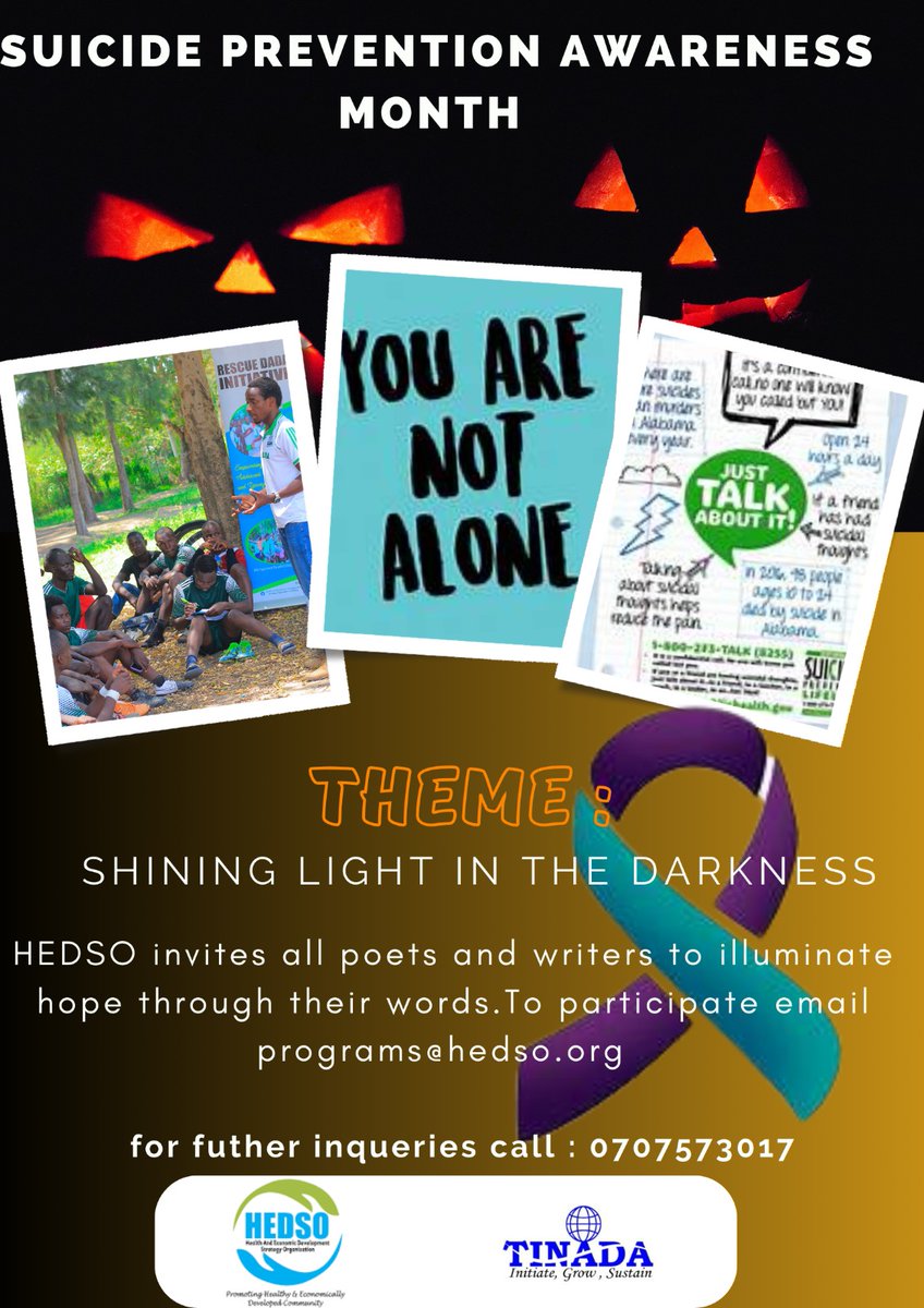 September is Suicide Prevention Awareness Month. It's a month dedicated to raising awareness about suicide and sharing hope for those affected by it. It's a month to help destigmatize this widespread and heartbreaking topic. All poets and writers are welcomed.#HEDSOcares