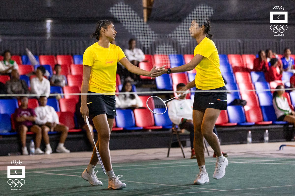 Alhamdhulillahi.

Naby and Naba have won a historic Gold Medal 🥇 for Maldives in the Doubles event.

Very happy that both teams performed well in the tournament, bringing home:

•1 Gold Medal 🥇
•3 Silver Medals 🥈🥈
•3 Bronze Medals 🥉🥉🥉

The players have been training