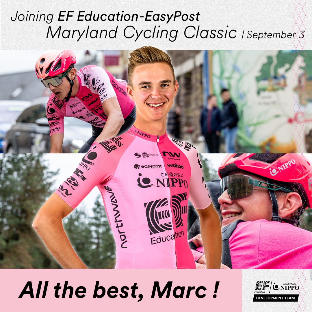 Making a quick dash to 🇺🇸 to join the big boys for the Maryland Cycling Classic tomorrow is our very own Marc Pritzen - you got this Champ!  #mccuhc23 #efprocycling #efeducationfirst #nippo #protouchstaff