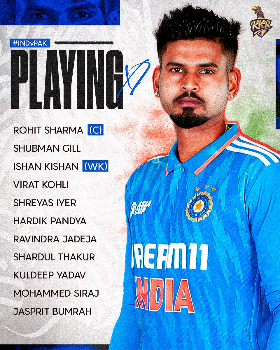 KKRiders's tweet photo. Shreyas Iyer is back! 💙🇮🇳

#INDvPAK #AsiaCup2023 #TeamIndia https://t.co/EIjXshEBn3