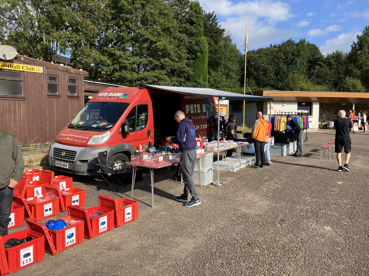 All set up and ready to go at the Ben Nevis. Sun is shining ☀️ which is rare for Fort William in September. Runners starting to register for 1pm start. Another van and PBS team @lakelandtrails Keswick today as well. The @peteblandsports road show in full swing.