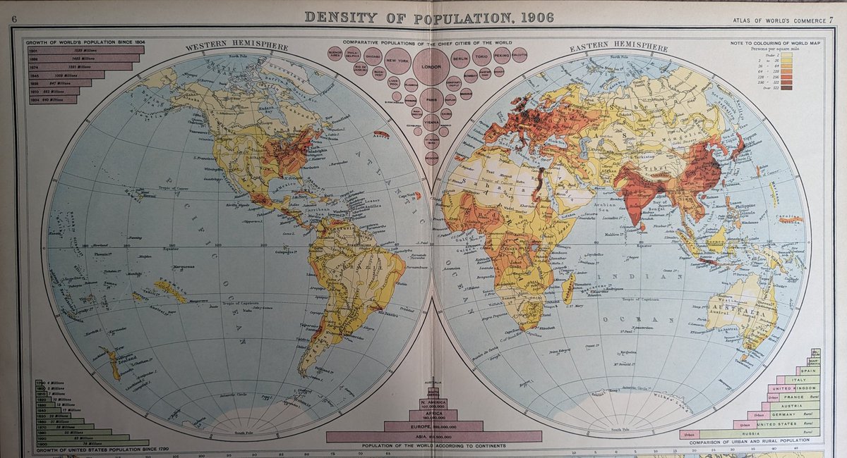 Picked up some (nerdy) population maps at Brick Lane 🤓

For 90 years from 1827 to 1918 London was the most populous city. 

The UK also had the most urban population by 1906 among major western countries, with 50% living in urban areas (84% today), compared 10-25% in others.