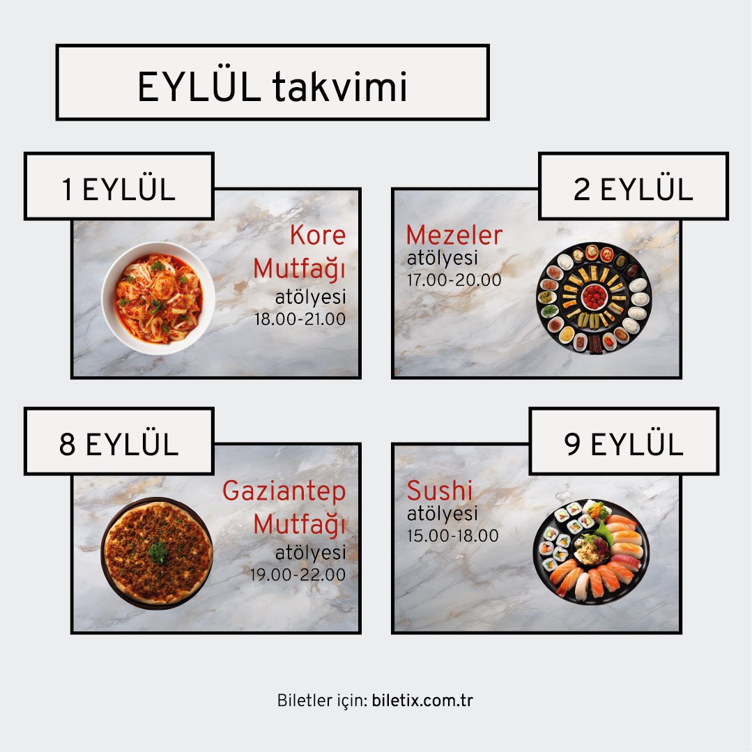 CookingClassA's tweet photo. Eylül ayında Cooking Class Academy İstanbul’da dolu dolu bir mutfak programı yine sizleri bekliyor!
Kayıt ve detaylı bilgi için instagram profilimiz @ccaistanbul bio linkten katılım sağlayabilirsiniz https://t.co/6ynNC9xciV