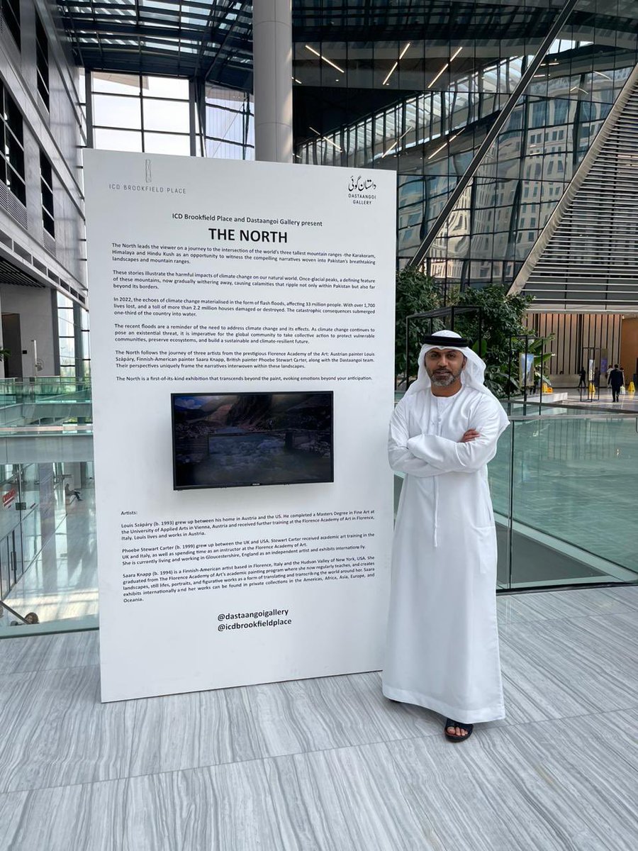 uaeembassyisb's tweet photo. H.E. Hamad Obaid Al Zaabi , UAE Ambassador in Islamabad, visits the art exhibition by @dastaangoi titled “The North” at @ICDBrookfieldPl . An exhibition that narrates 3 artists journey to 3 highest mountain ranges- The Karakoram, Himalaya and Hindukush as an opportunity to explore Pakistan’s breathtaking landscapes and mountain ranges.