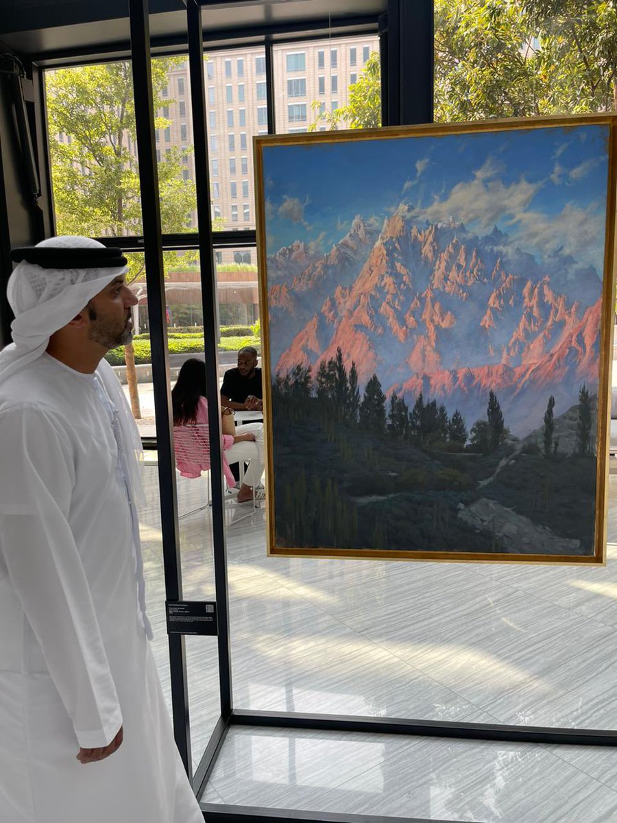 uaeembassyisb's tweet photo. H.E. Hamad Obaid Al Zaabi , UAE Ambassador in Islamabad, visits the art exhibition by @dastaangoi titled “The North” at @ICDBrookfieldPl . An exhibition that narrates 3 artists journey to 3 highest mountain ranges- The Karakoram, Himalaya and Hindukush as an opportunity to explore Pakistan’s breathtaking landscapes and mountain ranges.