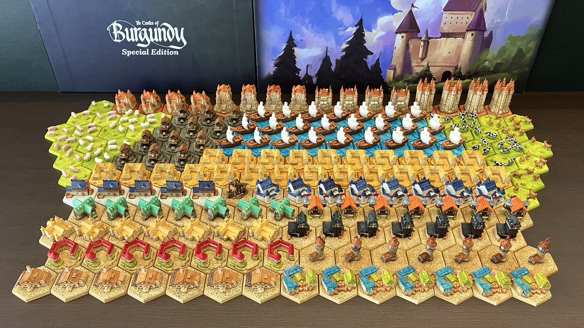 tkoyama000's tweet photo. ブルゴーニュSE・3Dタイルフルペイント❗️❗️❗️

18日間ボドゲを断ち、毎日欠かさず塗り続けてようやく完成させることができましたー🎊✨もう少し塗り込みたいところは気が向けば😌
最高のブルゴーニュになりました☺️

The Castles of Burgundy: Special Edition https://t.co/YIr22yWvin