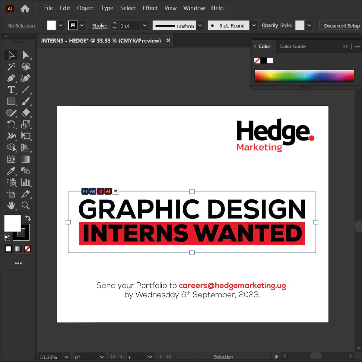 HedgeMarketing's tweet photo. Ready to unleash your creative superpowers?
Join our team as a Graphic Design Intern! Dive into a world of colors, pixels, and endless inspiration.
Apply now and let's create magic together!
#BeBold https://t.co/4n6eLRjgfh