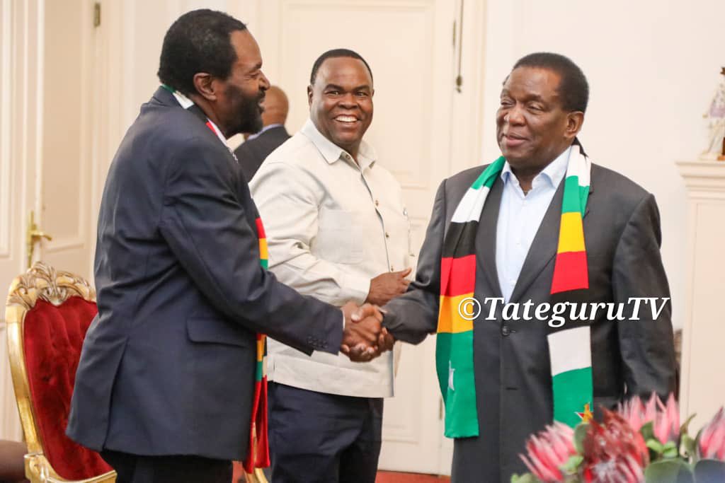 CONGRATULATIONS 
This morning, Mashonaland Central Province led by its Party Chairman, Honourable Kazembe Kazembe, visited His Excellency President @edmnangagwa at State House and congratulated him on his election victory.
#FiveMoreYears.
#OneGoodTermDeservesAnother