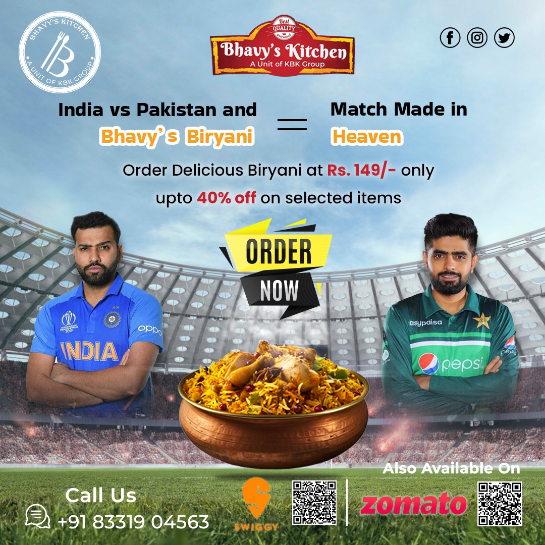 🏏 𝐂𝐫𝐢𝐜𝐤𝐞𝐭 𝐅𝐞𝐯𝐞𝐫 𝐒𝐩𝐞𝐜𝐢𝐚𝐥 : 𝐁𝐡𝐚𝐯𝐲'𝐬 𝐊𝐢𝐭𝐜𝐡𝐞𝐧 𝐂𝐡𝐢𝐜𝐤𝐞𝐧 𝐁𝐢𝐫𝐲𝐚𝐧𝐢! 🍗🍚
#indvspak2023 #indvspakmatch #IndvsPak #IndiaVsPakistan #cricket #matchday #cricketfever #foodie #food #foodlovers 
#uppalbal #nagole #lbnagar #UppalConstituency #india
