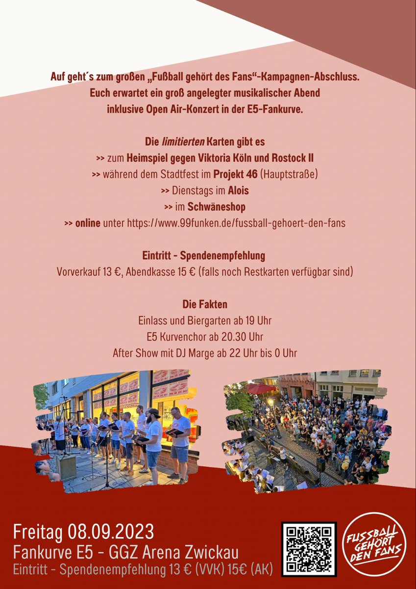 Friday- I am in love.. Nächste Woche Freitag findet unser Kurvenkonzert statt! Dies ist damit auch Abschlusskonzert der Kampagne. Alle Infos unten auf dem Flyer. #fgdf #fsvzwickau #crowdfunding #konzert #ultras #fans #chor