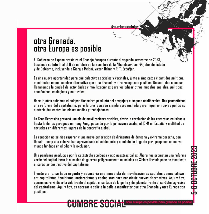 acaravaca69's tweet photo. 🤗🌍 Ahenda Çoçiâh ✔️
         🏛️ #Cadî 🌊

📢 Combocatoria reunión abierta preparaçión #CumbreSocialGranada2023
#Granâ2023 #CumbreÇoçiâh
#ContraCumbre
#CumbreSocial
#Granada2023 

📍Miércolê 6 Çetiembre
⏰ 18.00h
Eppaçio Ecco, Paçeo Carlos III, 5

#Cádiz
#OtraEuropaEsPosible 
. https://t.co/PEIgKfcCHQ