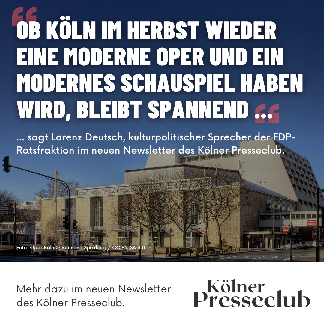 Reden kann #Köln gut, unsere Stadt ist #Ankündigungsweltmeister. Aber in der #Umsetzung reicht es nur zur #Kreisliga. Köln und seine Projekte - ein Thema in meinem neuen Newsletter für den Kölner Presseclub e.V. mit <a href="/lorenzdeutsch/">Lorenz Deutsch</a>  
Hier lest ihr mehr:
mailchi.mp/.../newsletter…
