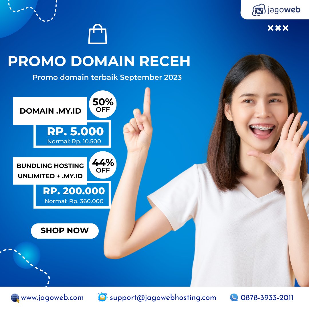 jagowebcom's tweet photo. Promo domain receh mulai dari 5k hadir untuk anda!

Ada juga hosting unlimited + domain .my.id dengan harga 200k.

Silakan bisa kunjungi halaman promo: https://t.co/OaFUkG4ebV

#hosting #domain #hostingmurah #domainmurah #promohosting #promodomain https://t.co/wo5nX766MW