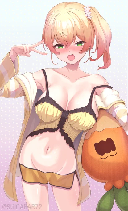 ねねちに色々な服を着て欲しい4着目 夏色まつり部屋着衣装まつりちゃん衣装ねねち にへら…#ねねアルバム #桃鈴ねね 