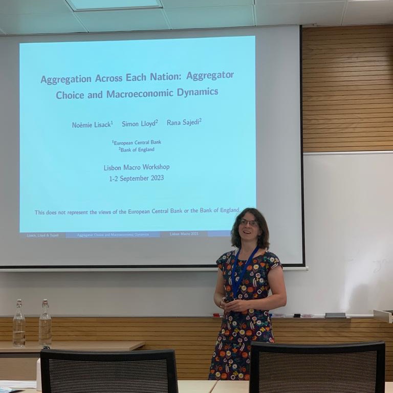 LisbonMacro's tweet photo. Noëmie Lisack (@NLisack) discusses how the structure of trade affects cross-border linkages and spillovers in international macro models. Discussant: @cdbusta https://t.co/t1WTjNARI4