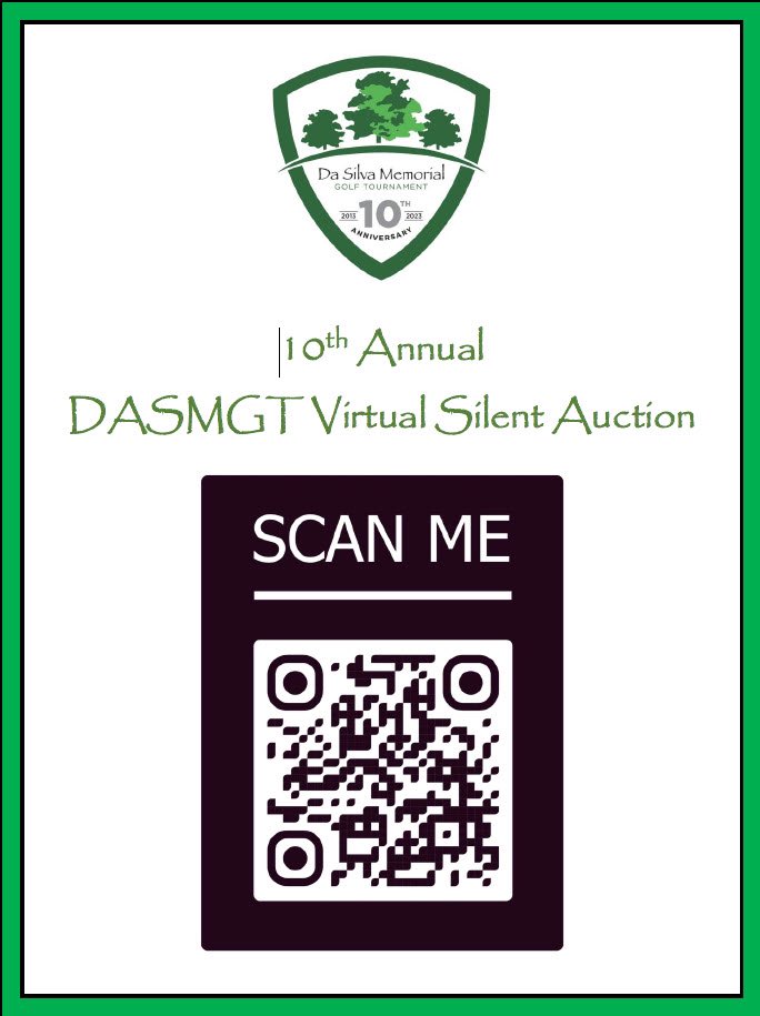 DaSilvaMemGolf's tweet photo. Our 10th Annual DASMGT Golf Tournament Virtual Silent Auction is now online and OPEN !
 
Scan the QR code OR click the link below for access to all of the great items available to bid on immediately!

https://t.co/TU0hX4QdR3 https://t.co/Z92XGZdVbd