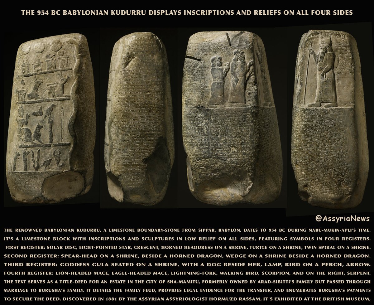 TodayAssyria's tweet photo. #Kudurru #babyloninkudurru #sippar #babylon #tiglatpileser #assyrianempire #ninevehpalace #assyrian #assyria #ashur #assur #nineveh #mesopotamia #archaeology #history #ancienthistory #art #assyrianews #Britishmuseum #assyrianheritage #hormuzdrassam https://t.co/5OVrHotLhs