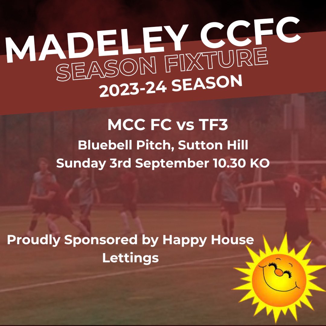 📣 Sunday league football returns 📣

Tomorrow sees the boys back in action as the league kicks off again for the 23-24 season. 

We take in TF3 FC at Sutton Hill / Bluebell playing fields ⚽️

Thanks as ever to Happy House Lettings for the continued sponsorship this season ☀️☀️☀️