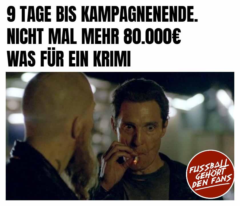Jetzt sind es schon 8 Tage und 72.000€. Wird das was? Unterstützt uns weiter: 99funken.de/fussball-gehoe…
Or directly via paypal: 👉🏼 paypal.me/fgdfzwickau

#fgdf #fsvzwickau #crowdfunding #solidarity #fussball #fans