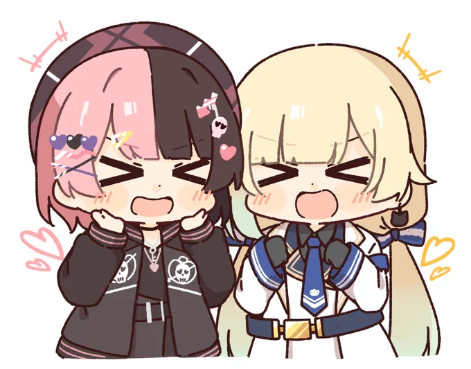 何かで盛り上がるひなーの先輩とエマたそ#ひなのの絵なの #えまぁーと 