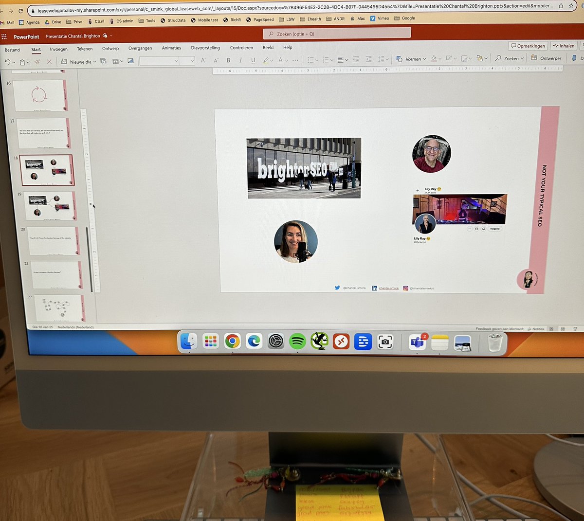 Creating my slidedeck for Brighton SEO. What am I doing on a slide with John mueller and Lily Ray? You will find out at <a href="/brightonseo/">brightonSEO</a>
