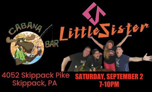 Tonight in Skippack PA!
Rock n Roll!
@Skippackevents @MontcoPA @cabanabarskippack
#cabanabarskippack #todoinskippackpa #skippackpa #livemusicpa #livemusicmontcopa #livemusicskippack #littlesisterbandpa #mostenergeticband