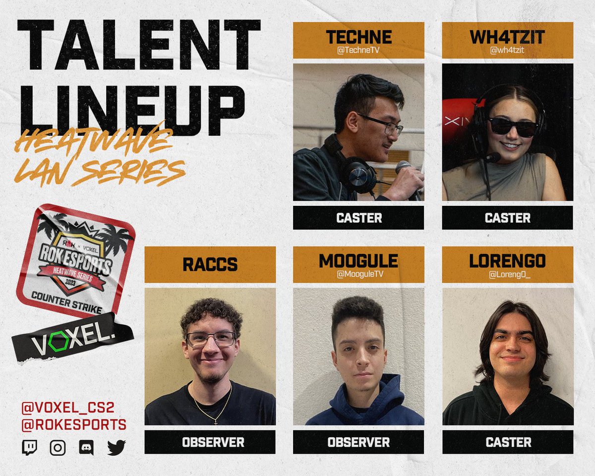 Voxel_CS2's tweet photo. Introducing our on-air talent!
Be sure to join our streams at 5:30 EST today and 12:30 EST tomorrow!
https://t.co/0eoQYa8sCf
https://t.co/xJ2xoKZBSa
#CSheatwave #counterstrike #csgo https://t.co/wsl12gMH2D