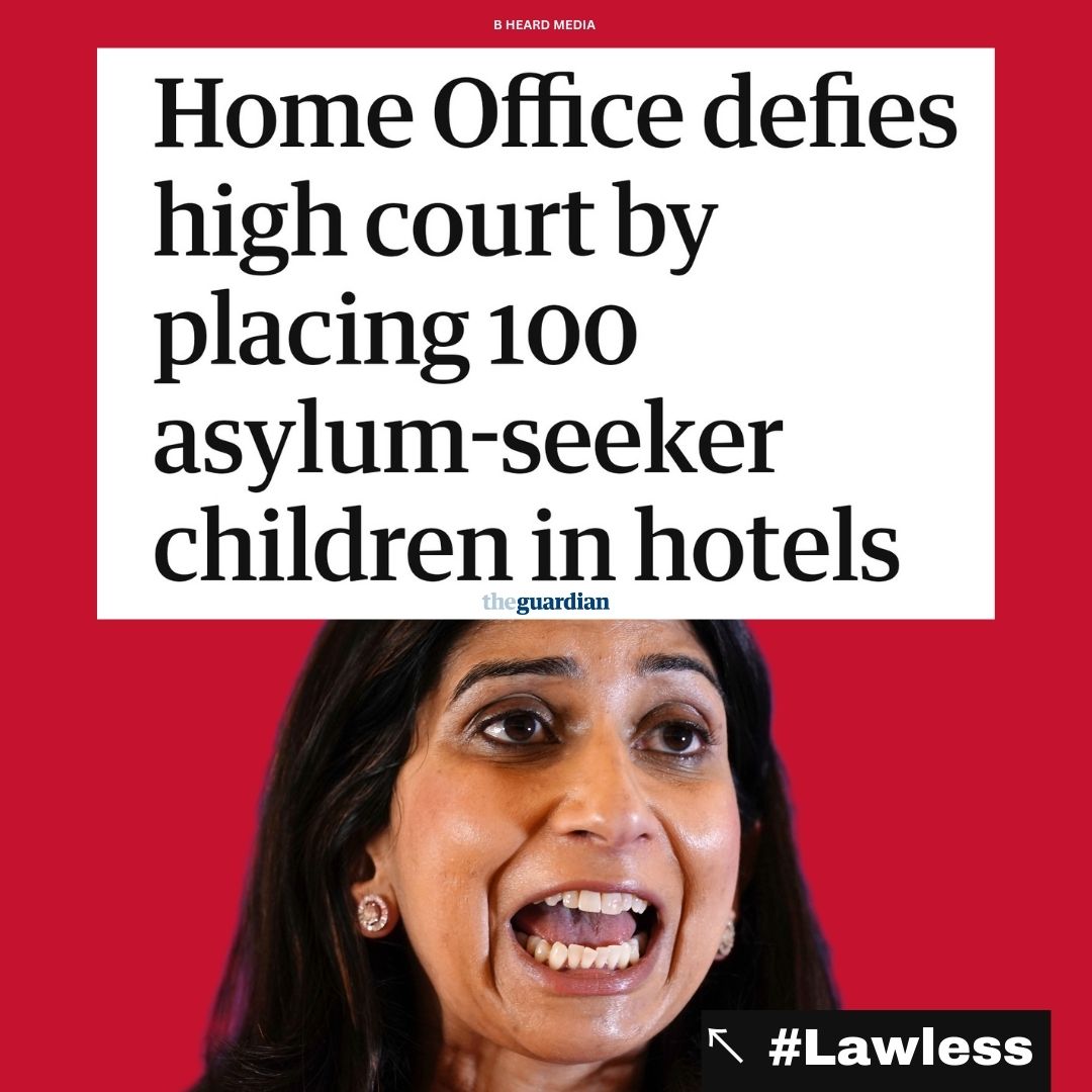 The Home Office has placed more than 100 lone refugee children in hotels in recent weeks, despite it being found unlawful by the high court!

Brighton council said: “There is a serious possibility that a criminal offence is being committed'
#Lawless
#SuellaBraverman
#ToriesOut422