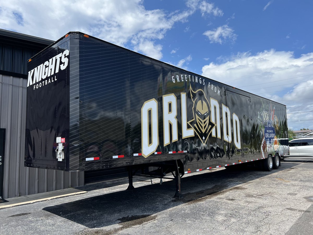 First year in the @Big12Conference calls for a new @UCF_Football truck wrap! This trailer will travel more than any other Equipment Truck in the country! Look out for the @UCF_Equipment Truck coming to a Big12 town near you!