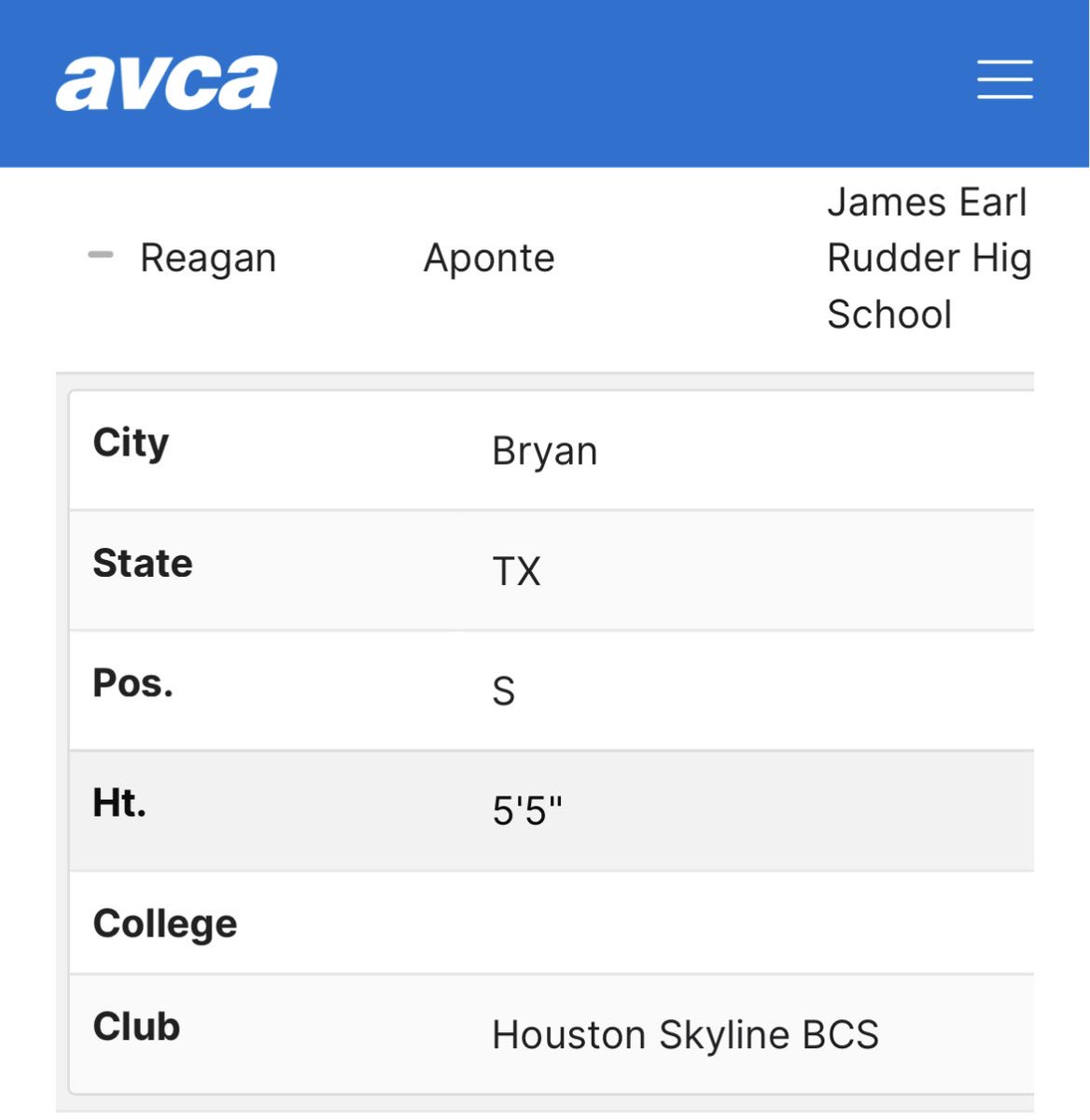 What an honor it is to be named to the <a href="/AVCAVolleyball/">AVCA</a> HS All American Watchlist with so many other great seniors across the country. <a href="/RudderVball/">Rudder Volleyball</a> <a href="/HSkylineBCS/">Houston Skyline BCS</a>